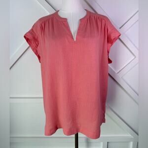 NWOT Splendid Linen Blend Short Sleeve Tunic Blouse Coral Link Size Medium